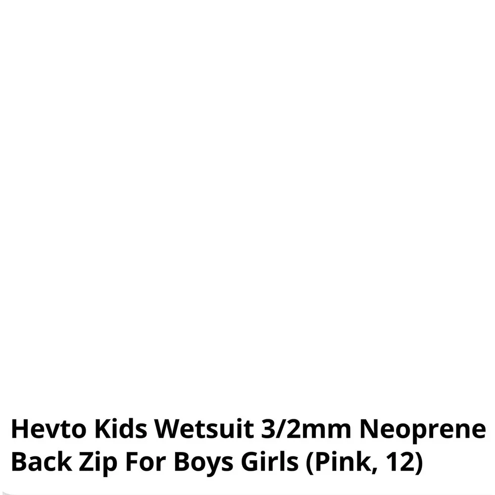 Hevto Wetsuit Kids Size 12 Black Pink NEW 3/2mm Neoprene Back Zip Full Body